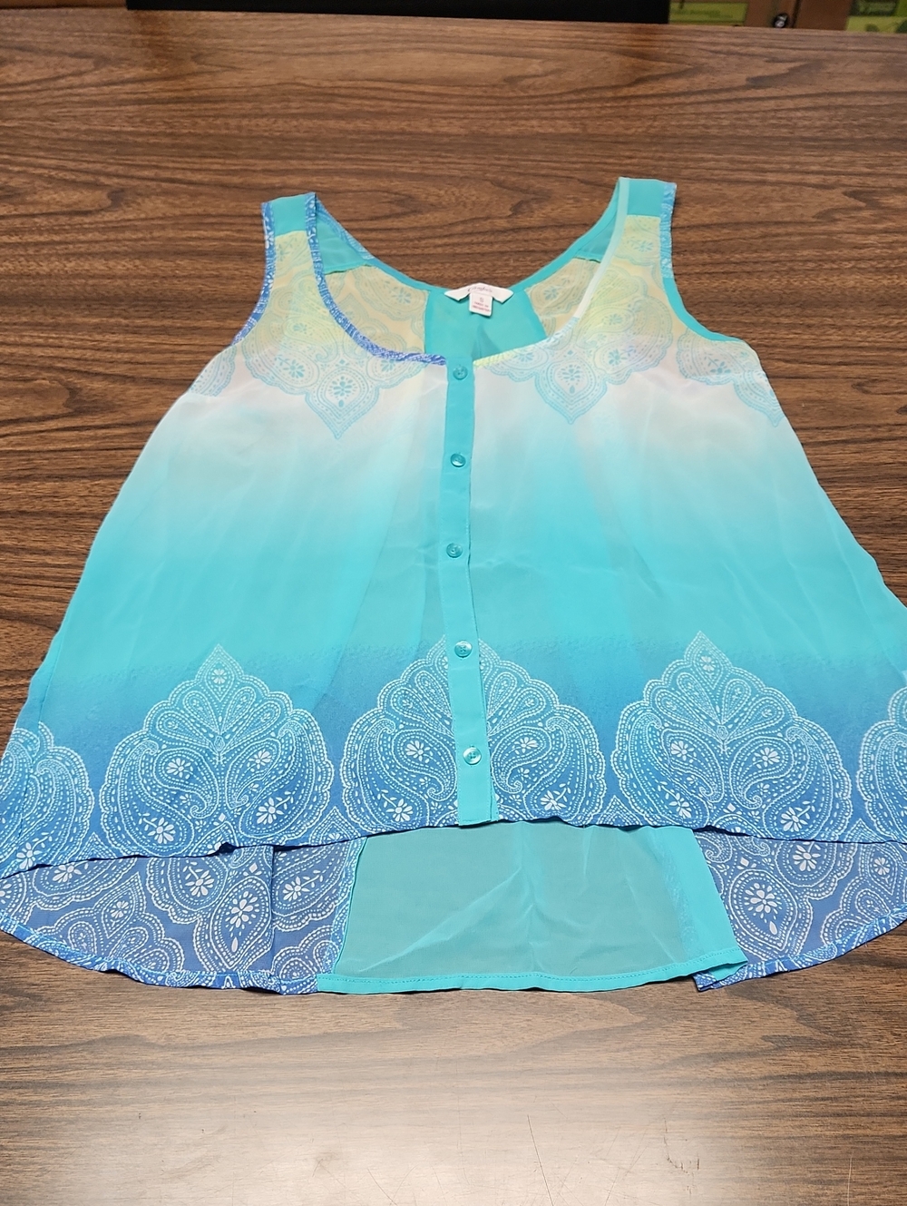 Candie's Teal to Blue Ombre Button-Front Camisole